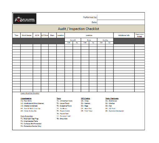 FOD Inspection Checklist