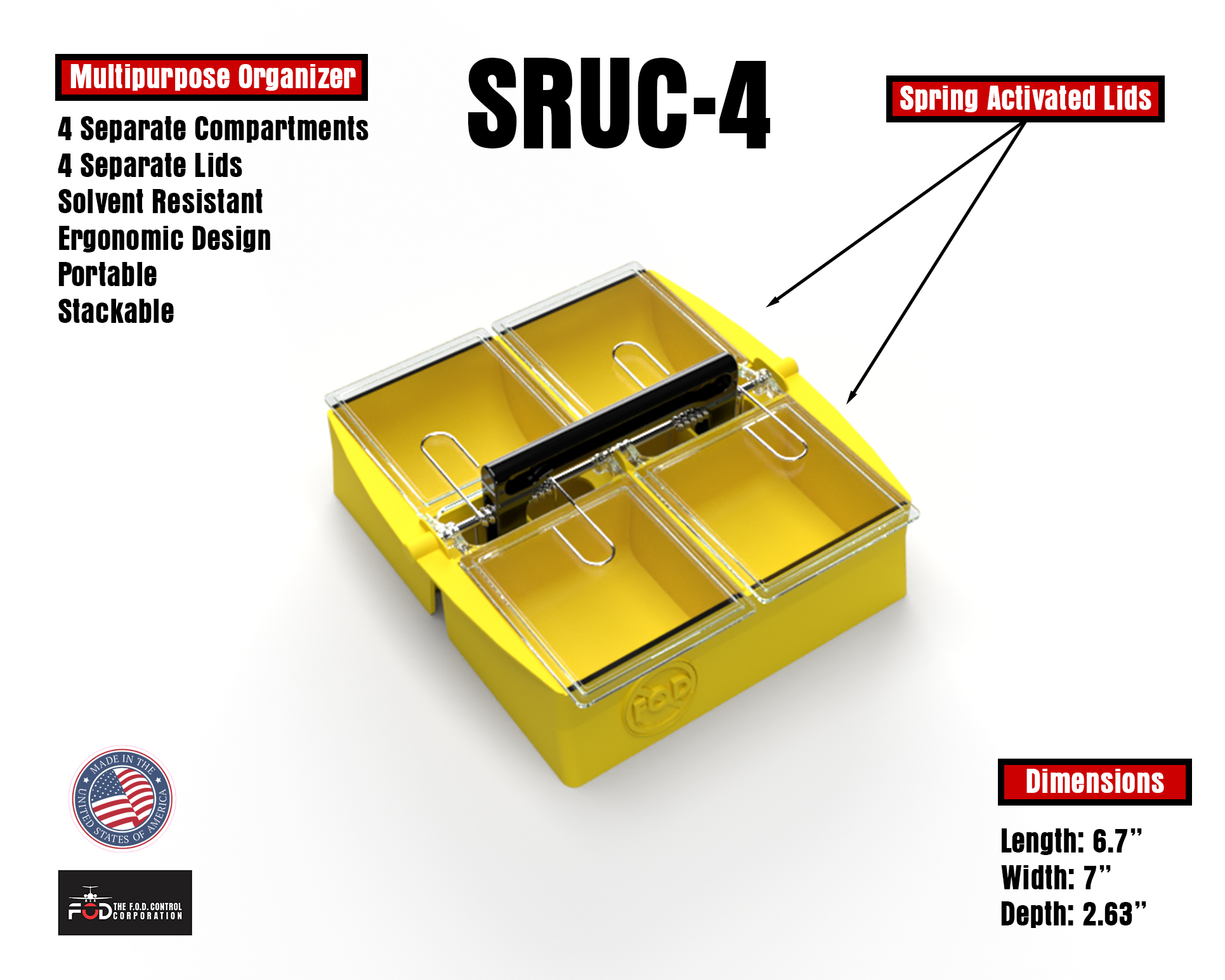 8 Compartment Organizer  TREY® Small Parts Storage Box