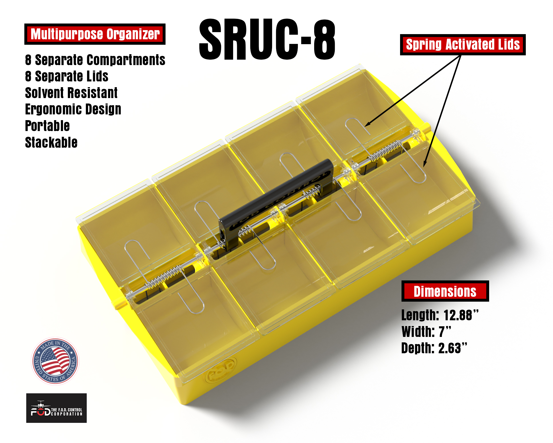 8 Compartment Organizer  TREY® Small Parts Storage Box