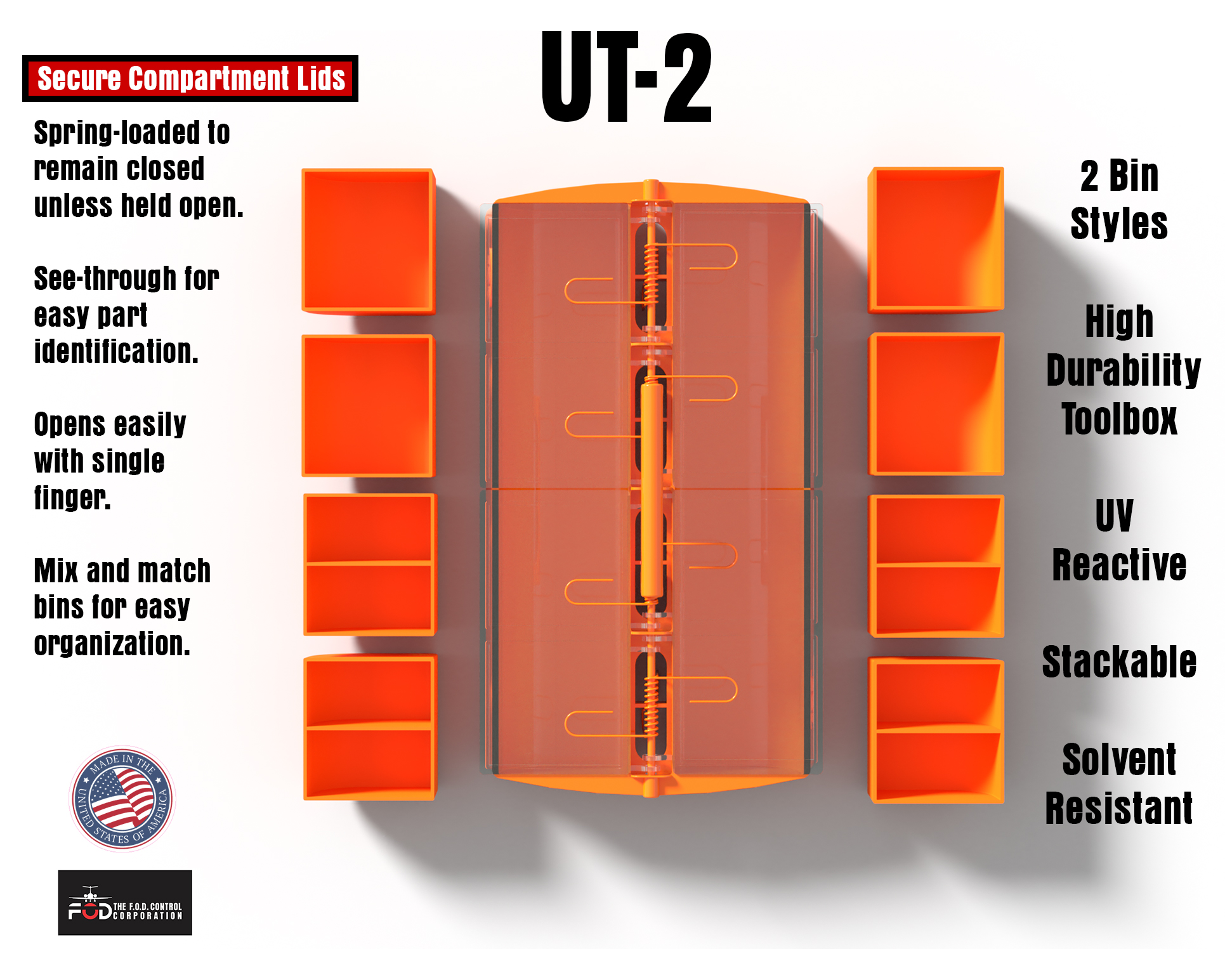 8 Compartment Organizer  TREY® Small Parts Storage Box